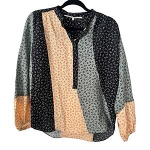 NWT Second Female Paprica Blouse Size XS Dark Floral Patchwork Oversized Anthro